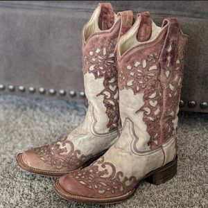 Cactus Corral Floral Overlay Cowgirl Boots
